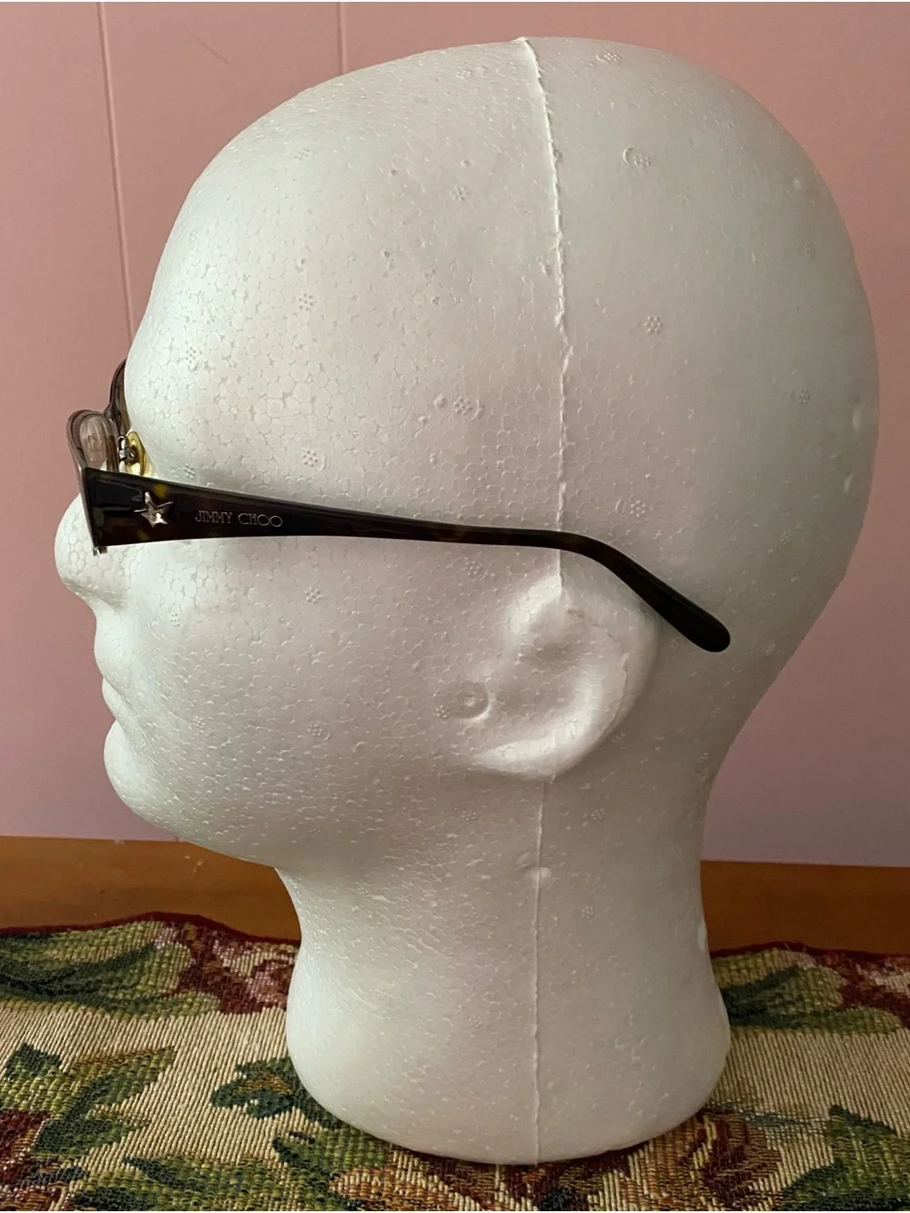 Presciption Jimmy Choo Slim Rectangular Glasses in Brown and Gold